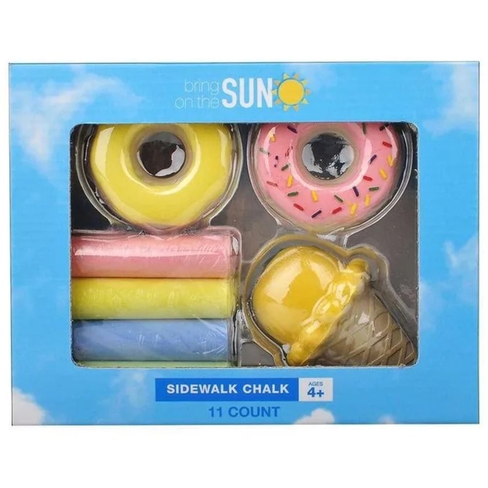 Colorful Sidewalk Chalk Set 11 Count Donuts Ice Cream Shape